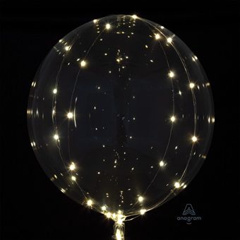 Light up balloons 20" Crystal Clears Transparent Balloon w/ White color lights 1pk #82842