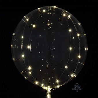 Light up balloons 20" Crystal Clears Transparent Balloon w/ White color lights 1pk #82842