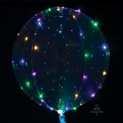 Light up balloons 20" Crystal Clears Transparent Balloon w/ multi color lights 1pk #82843