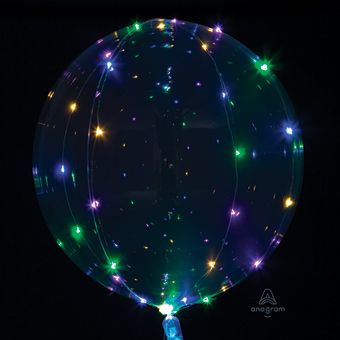 Light up balloons 20" Crystal Clears Transparent Balloon w/ multi color lights 1pk #82843
