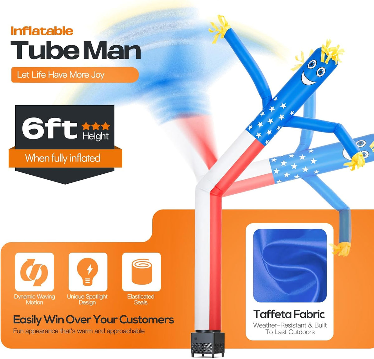 6Ft American Flag Inflatable Tube Dancing Man with Blower
