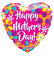 9" Mini Happy Mother's Day Heart with Flowers Balloon Air Fill Only (5 PACK) #84266-09