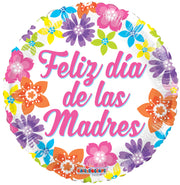 18" Spanish Mother's Day Balloons "FELIZ DIA DE LAS MADRES" Helium Foil Balloons (5 Pack) #84316