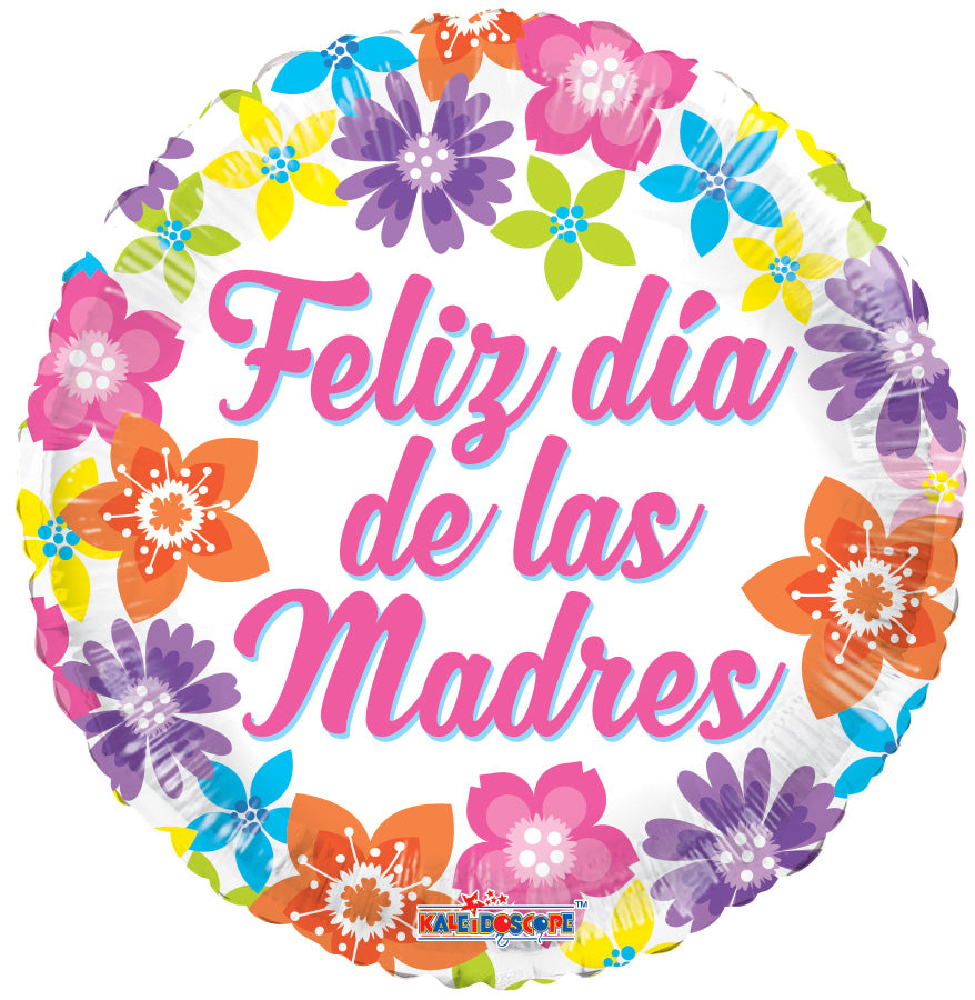 18" Spanish Mother's Day Balloons "FELIZ DIA DE LAS MADRES" Helium Foil Balloons (5 Pack) #84316