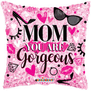 18" Mother's Day "MOM YOU ARE GORGEOUS" Helium Foil Balloon (5PACK) #84344