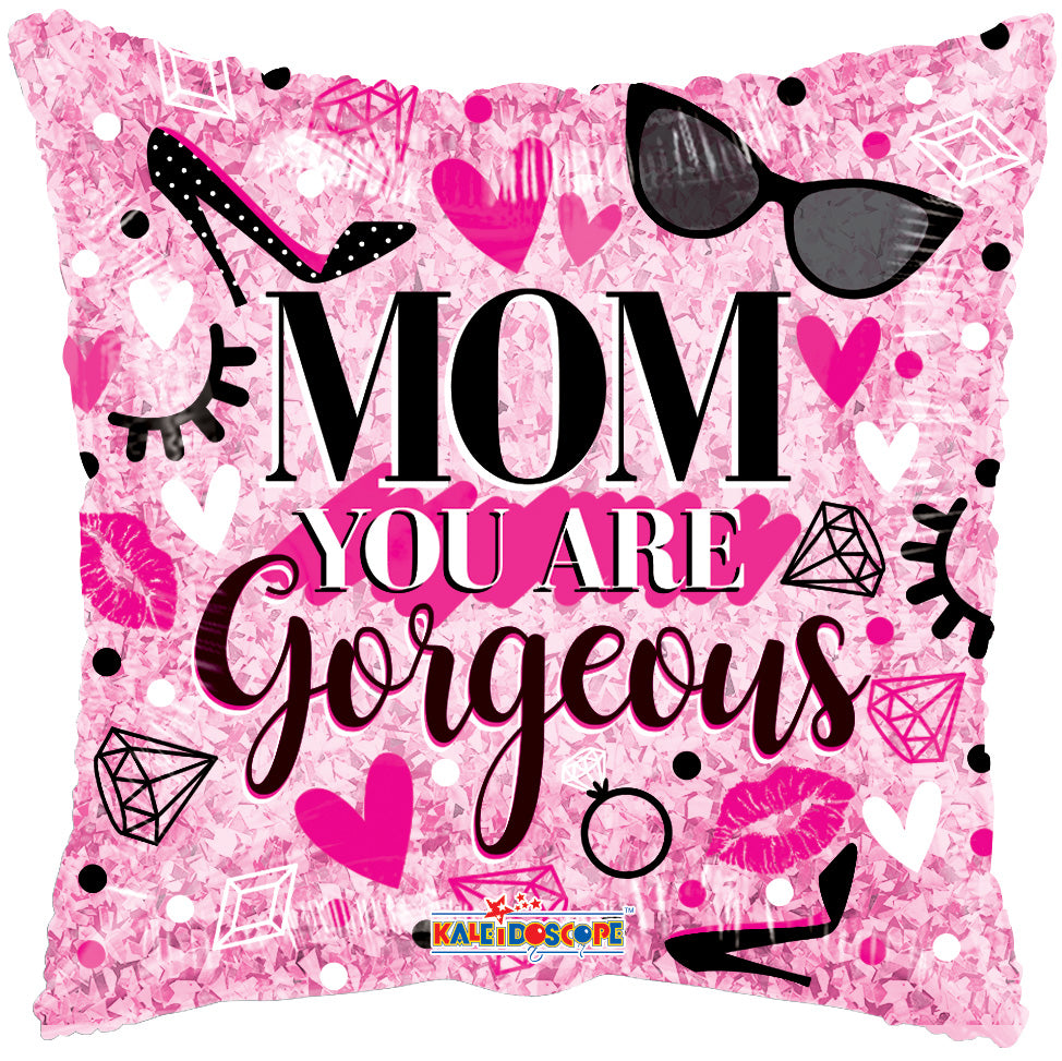 18" Mother's Day "MOM YOU ARE GORGEOUS" Helium Foil Balloon (5PACK) #84344