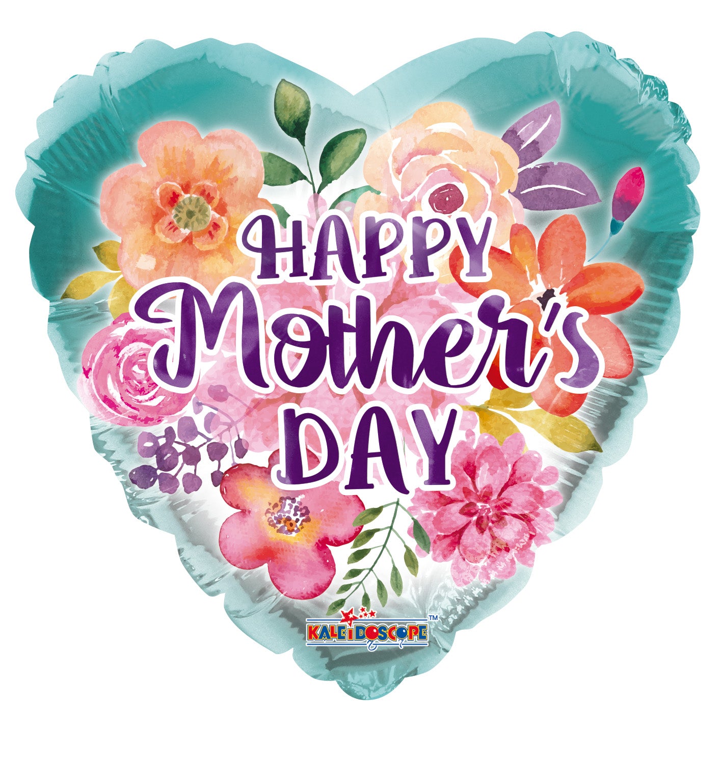 18" Mother's Day Watercolored Flowers Heart Shape Balloon (5PACK) #84352