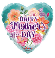18" Mother's Day Watercolored Flowers Heart Shape Balloon (5PACK) #84352