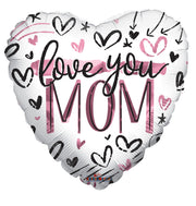 18" Love You Mom Heart Shape Balloon (5PACK) #84422