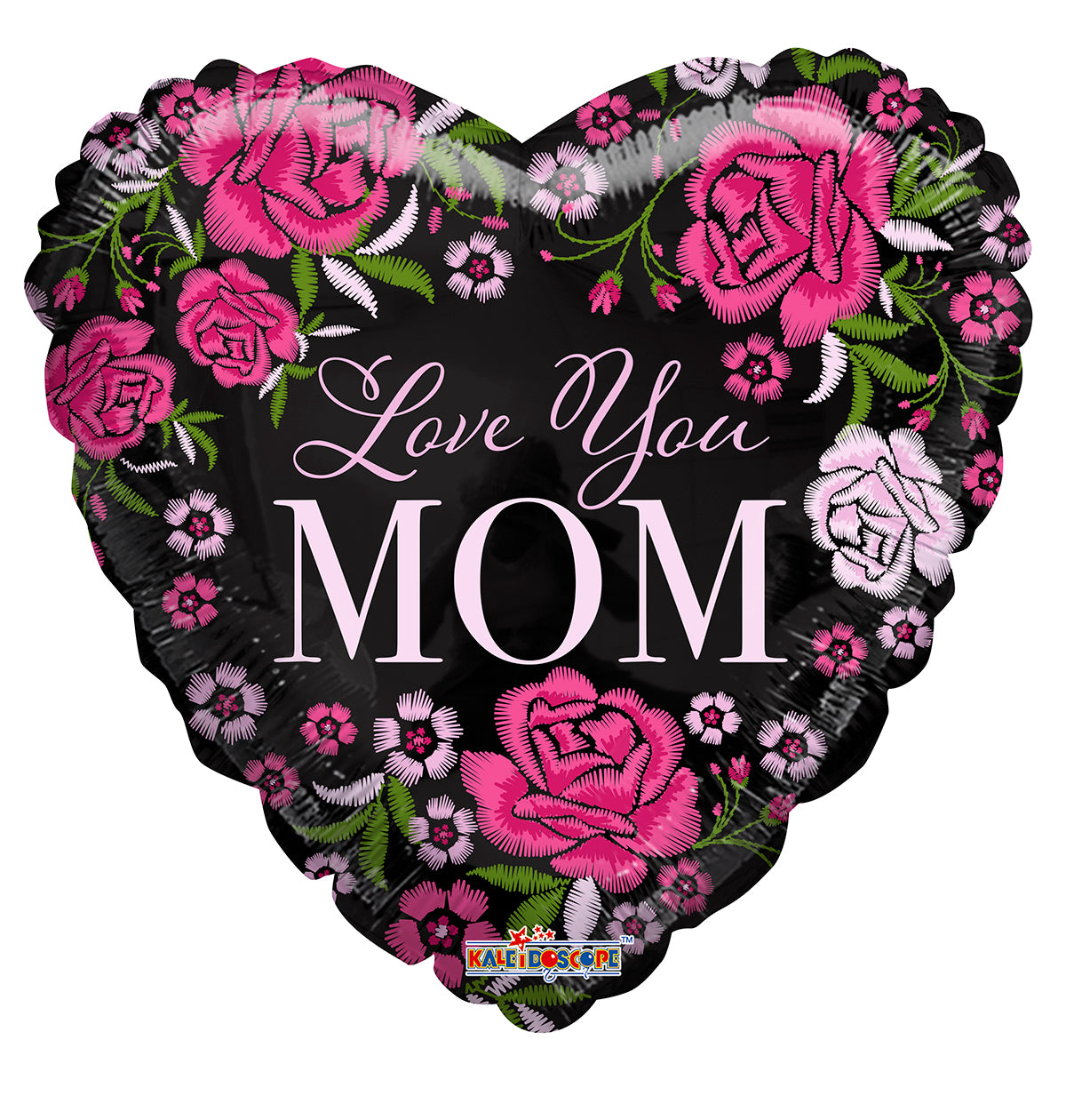 4" Micro Mini Love You Mom Black with Roses Heart Shape Air Fill ONLY Foil Balloons (5 PACK) #84481-04