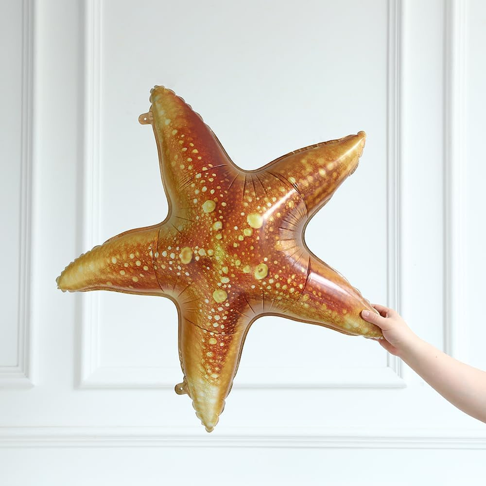 Under the Sea Party Decorations 140Pcs Blue and Sand White Balloons with Starfish Foil Balloons for Summer Ocean Beach Baby Shower Birthday Party Supplies