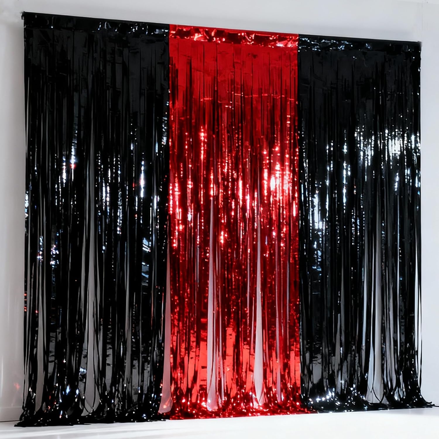 3-Pack Black Gold Foil Fringe Curtain,Party Decoration Streamer | 9.9*6.5Ft Party Backdrop,Birthday Tinsel,Happy Retirement Back Drop,Graduation ,Farewell,Summer Back to School