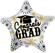 18" Congrats Grad Star Shape Fireworks Helium Foil Balloon (5 PACK) #85253