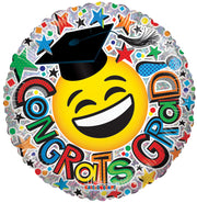 18" Congrats Grad Smiley Cap Graduation Balloon (5 Pack)#85313