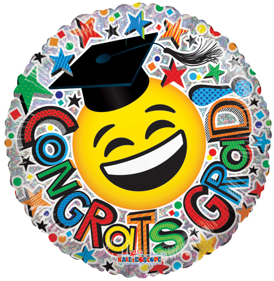 18" Congrats Grad Smiley Cap Graduation Balloon (5 Pack)#85313
