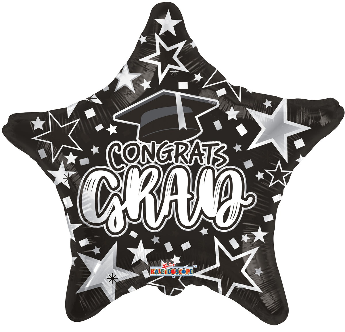 18" Congrats Grad Black Star Helium Foil Balloons (5 Pack) #85330-18