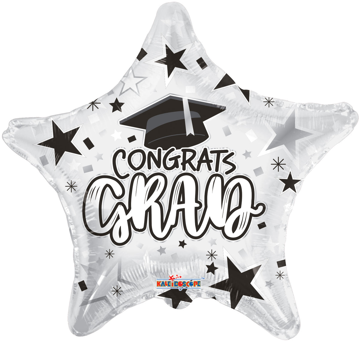 18" Congrats Grad White Stars Helium Foil Balloons (5 Pack) #85331