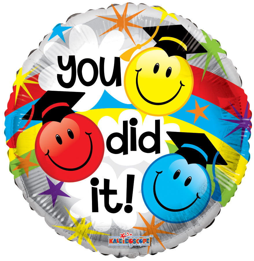 18" Smiley You Did IT! Graduation Balloon (5 Pack) #85339
