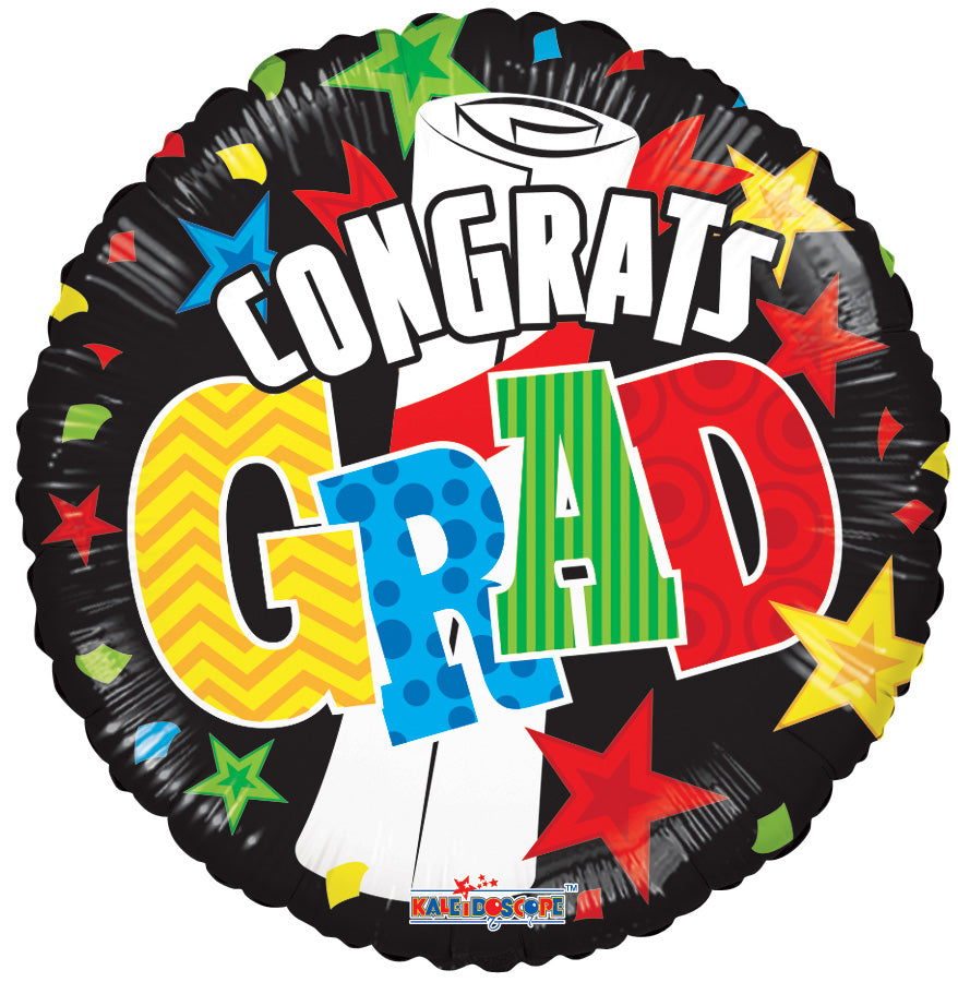 18" Congrats Grad Banners & Stars Graduation Balloon (5 Pack) #85340