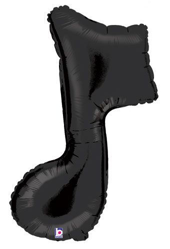 34" Black Single Musical Note Shape Helium Foil Balloon #85376