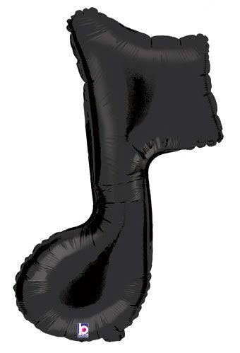 34" Black Single Musical Note Shape Helium Foil Balloon #85376