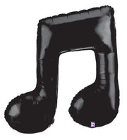 34" Black Double Musical Note Shape Helium Foil Balloon #85377