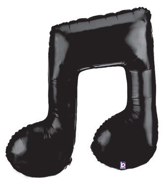 34" Black Double Musical Note Shape Helium Foil Balloon #85377