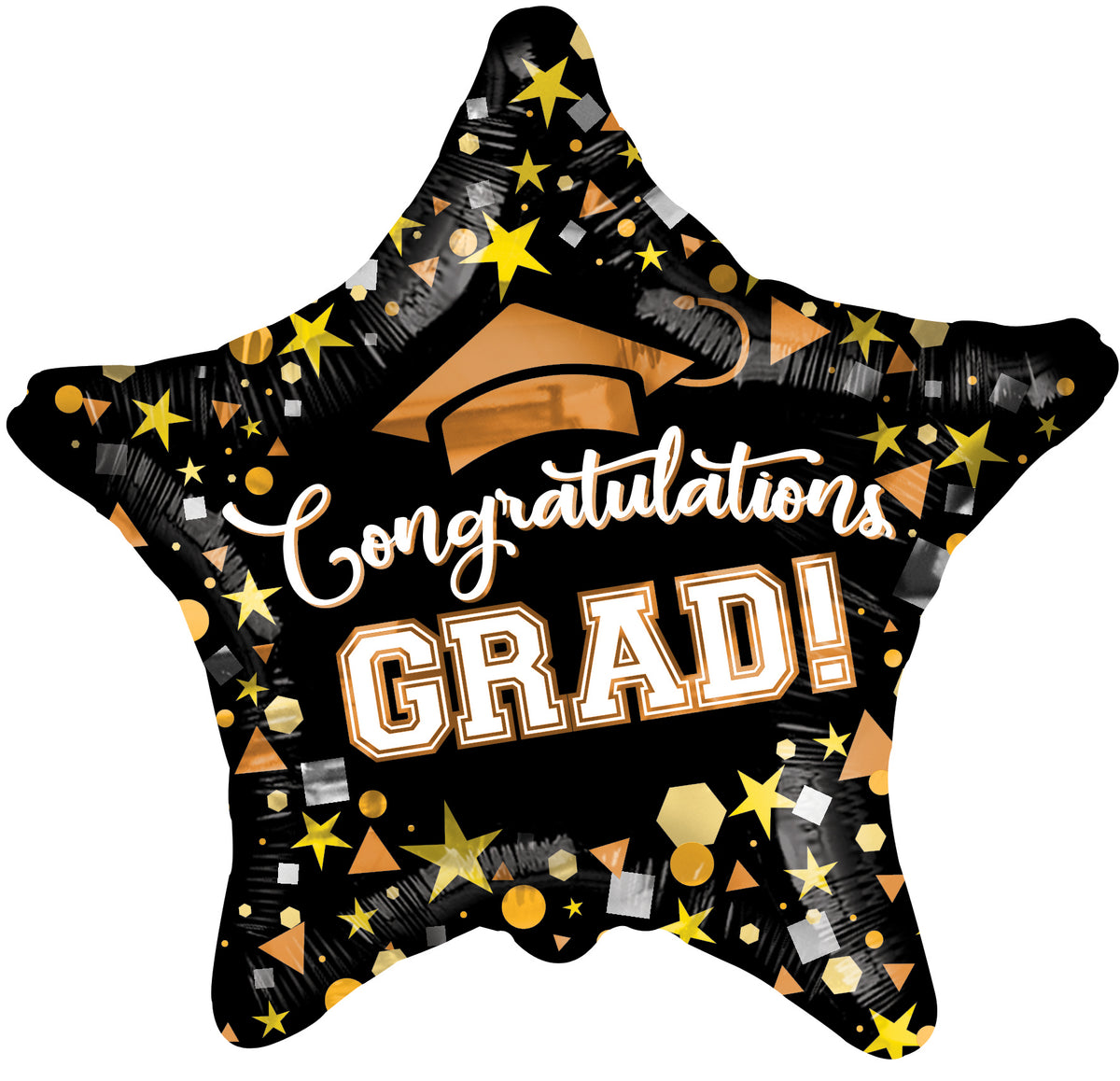 18" Congratulations Grad Black with Gold Cap Star Shape Helium Foil Balloon (5 Pack) #85385