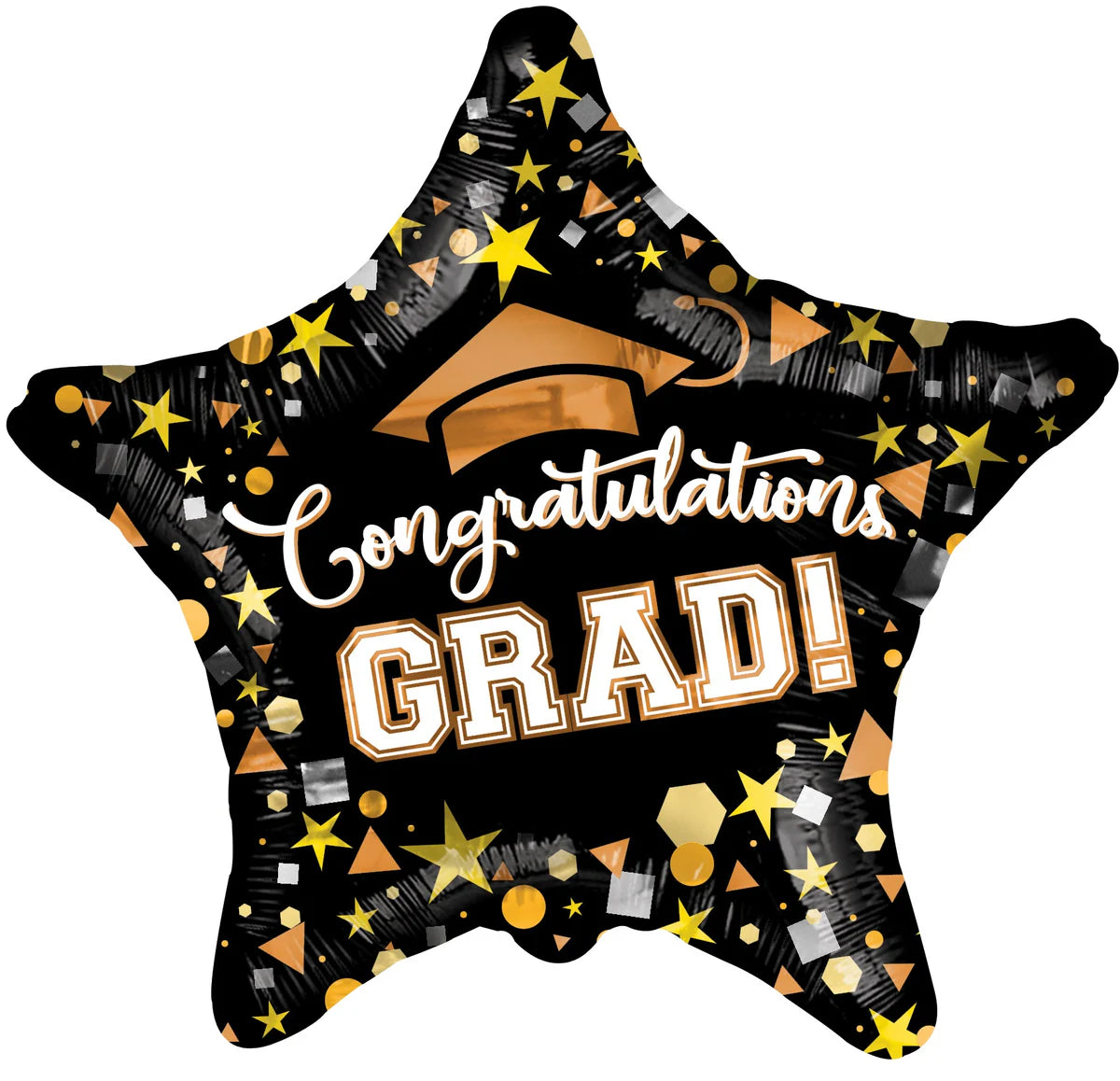 18" Congratulations Grad Black with Gold Cap Star Shape Helium Foil Balloon (5 Pack) #85385