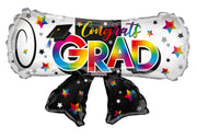 28" Large Grad Multi Color Diploma Shape Helium Foil Graduation Balloon 1ct #85424