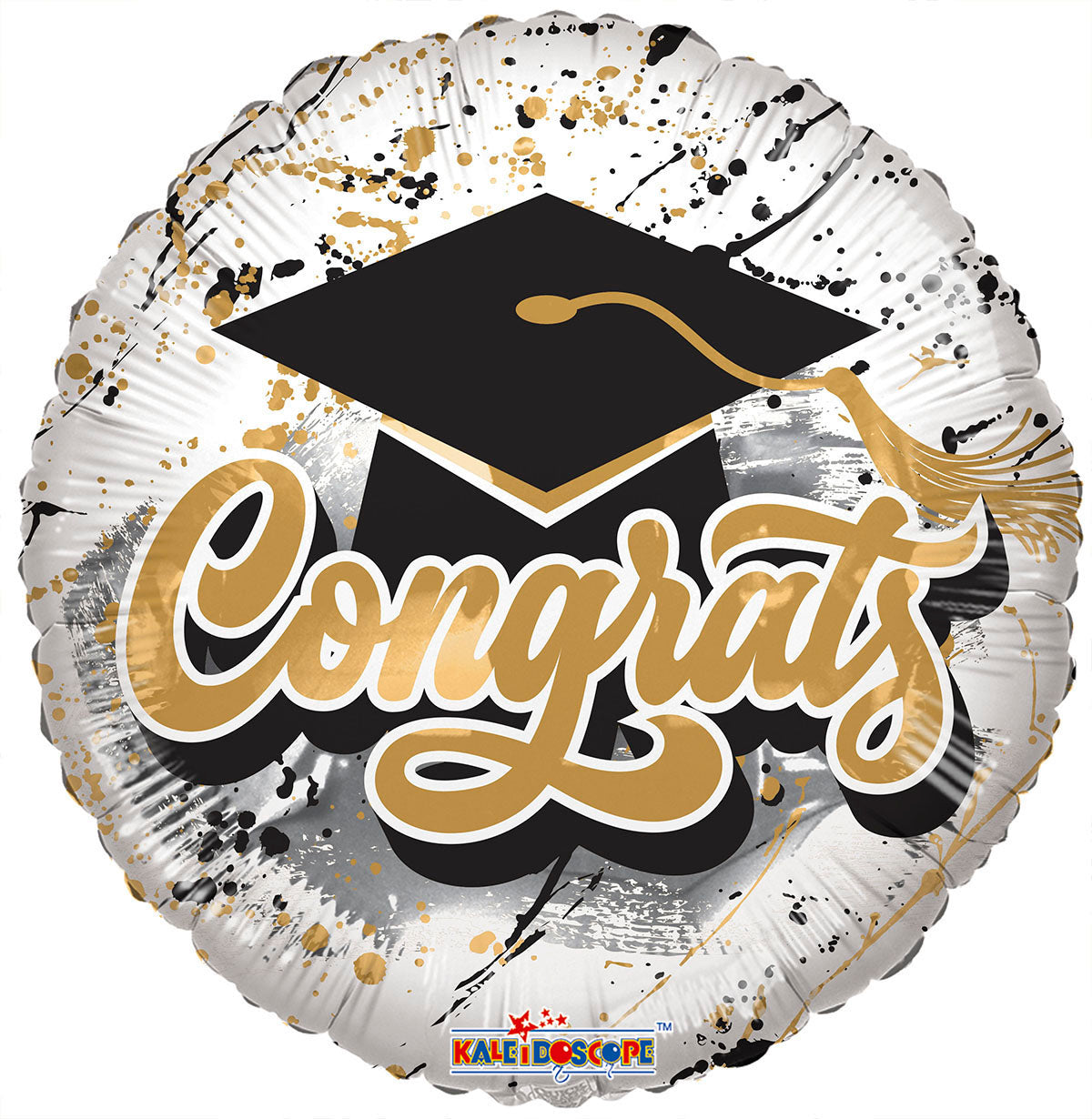9" Mini Congrats Grad Black-Gold Paint Splashes Air Fill Only Balloon (5 PACK) #85478