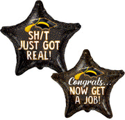 18" Grad Shit Just Got Real! Now Get Job Helium Foil Balloons (5 Pack) #85480