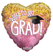 9" Mini Congrats Way To Go Grad Pink Foil Air Fill Only (5PACK) #85483-09