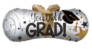 18" You Did It Grad Diploma Shape Matte Helium Foil Balloon (5 Pack) #85522