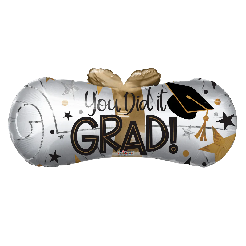 18" You Did It Grad Diploma Shape Matte Helium Foil Balloon (5 Pack) #85522