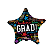 9" Grad Star With Messages Airfill Only Gellibean Balloons (5PACK) #85525-09