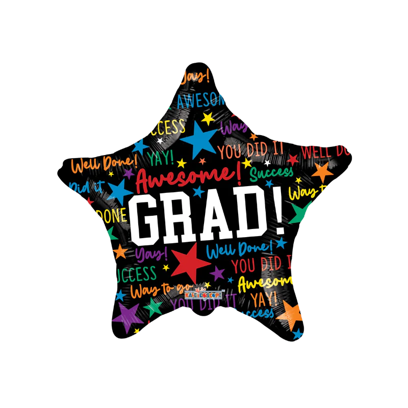 9" Grad Star With Messages Airfill Only Gellibean Balloons (5PACK) #85525-09