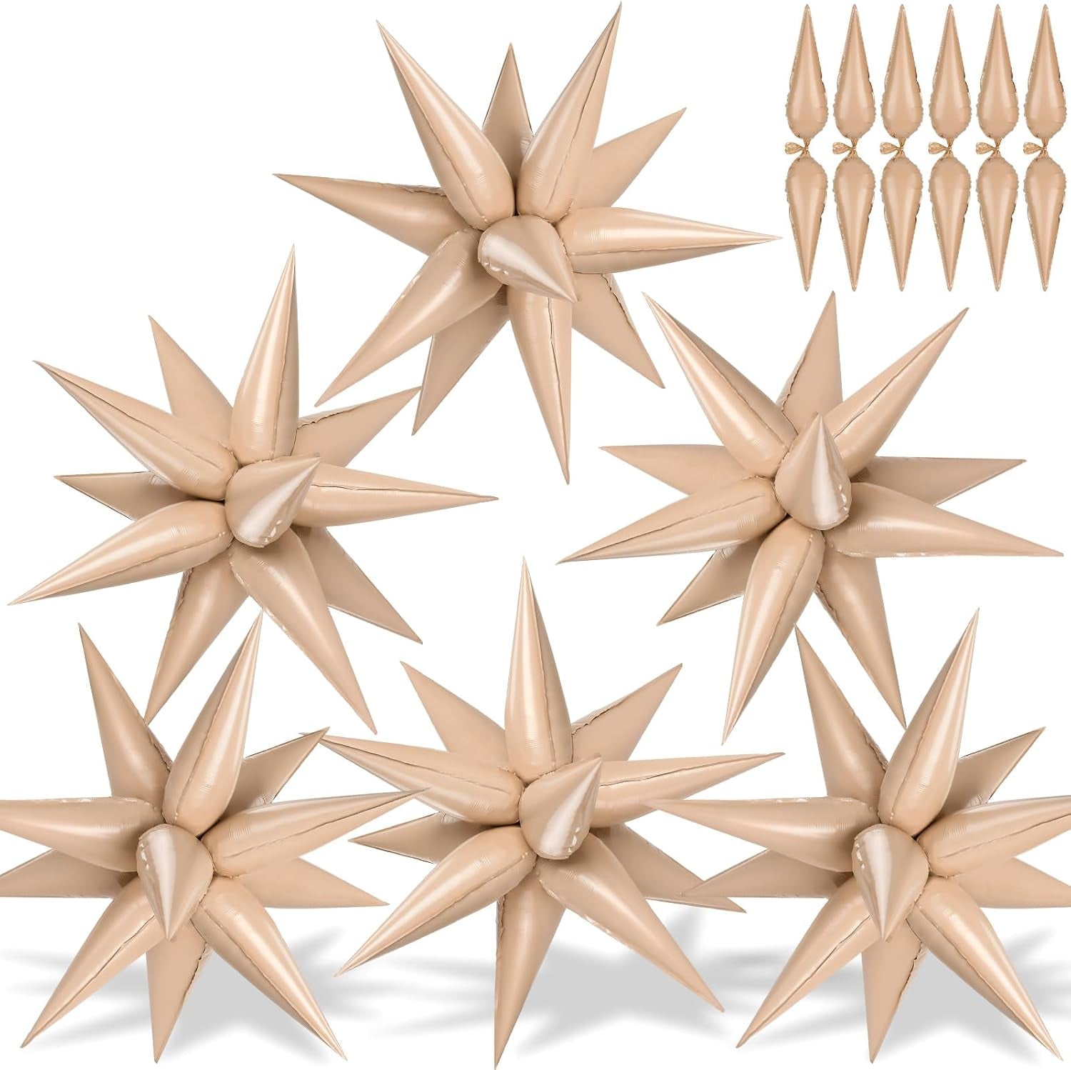 74 PCS Silver Star Balloons, 12 Point Star Foil Mylar Balloons Spike Explosion Cone Balloon for Party Decorations Supplies, Birthday, Wedding, Baby Shower, Graduation Balloon 2025