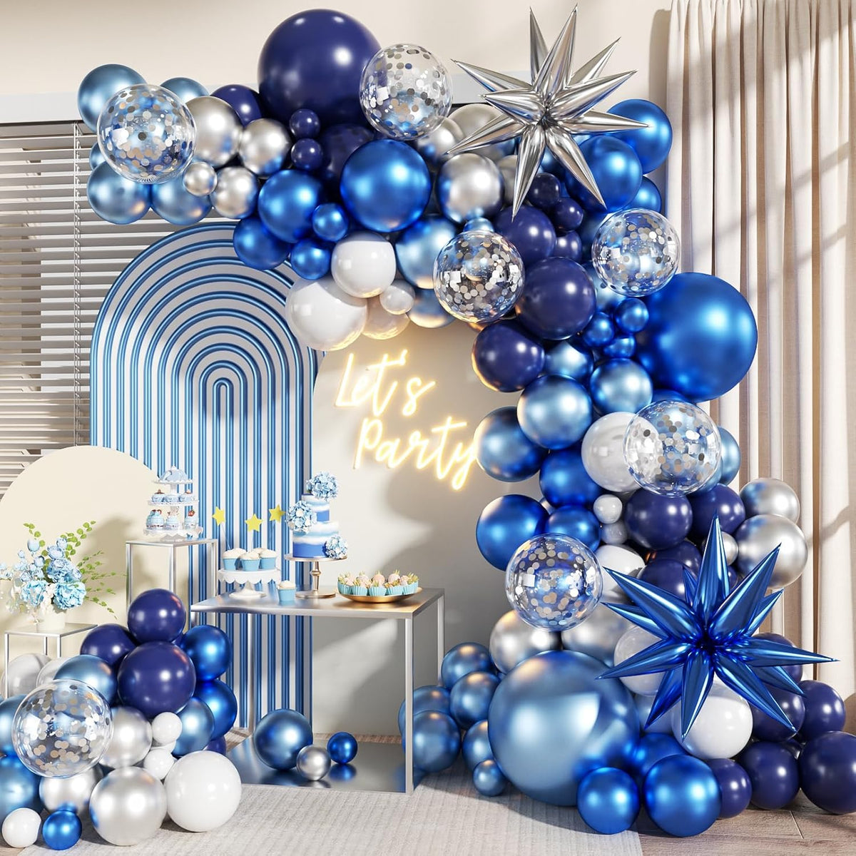 Black Purple Blue Balloon Arch Kit for Birthday Decorations