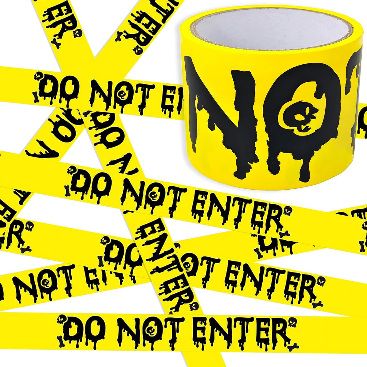 Halloween Decorations Caution Tape,Yellow&Black Caution Hazard Warning Tapes Roll Scary Zombie Safety Indoor&Outdoor Crime Scene DIY Barricade-Party/Door/Tree/Yard/Danger Area/Haunted Houses-3In*82Ft