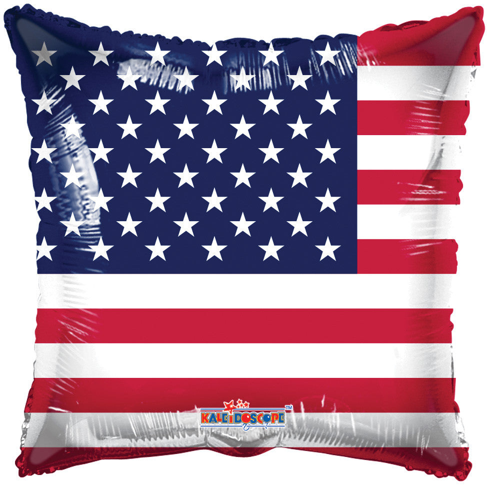 18" Square Shape Patriotic USA Flag Foil Balloon (5 PACK) #87020