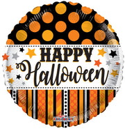 18" Happy Halloween Dots and Stripes Helium Foil Balloon (5 PACK) #88145