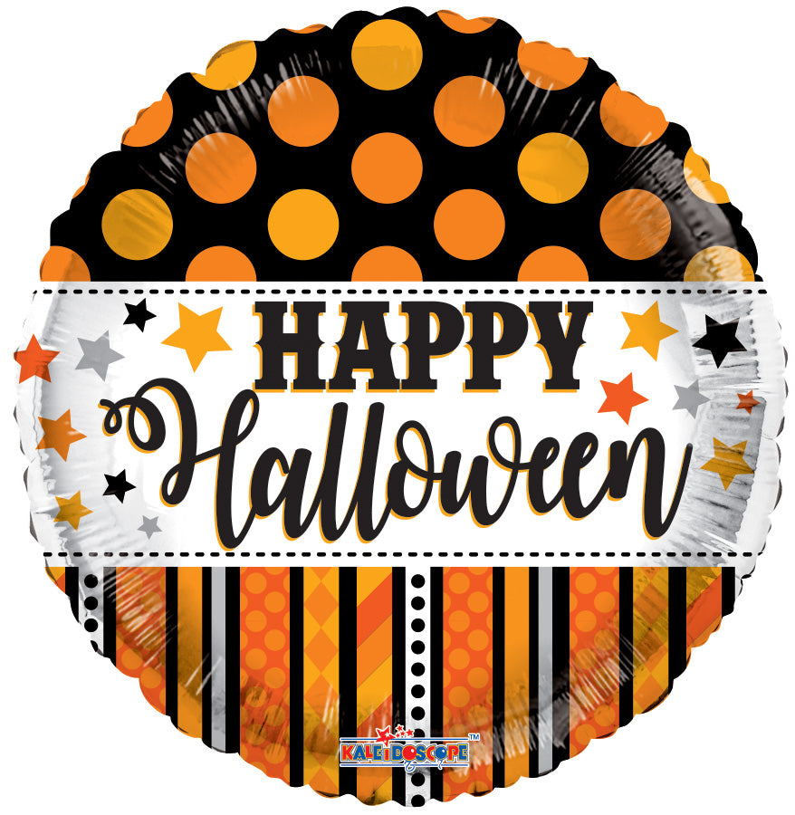 18" Happy Halloween Dots and Stripes Helium Foil Balloon (5 PACK) #88145