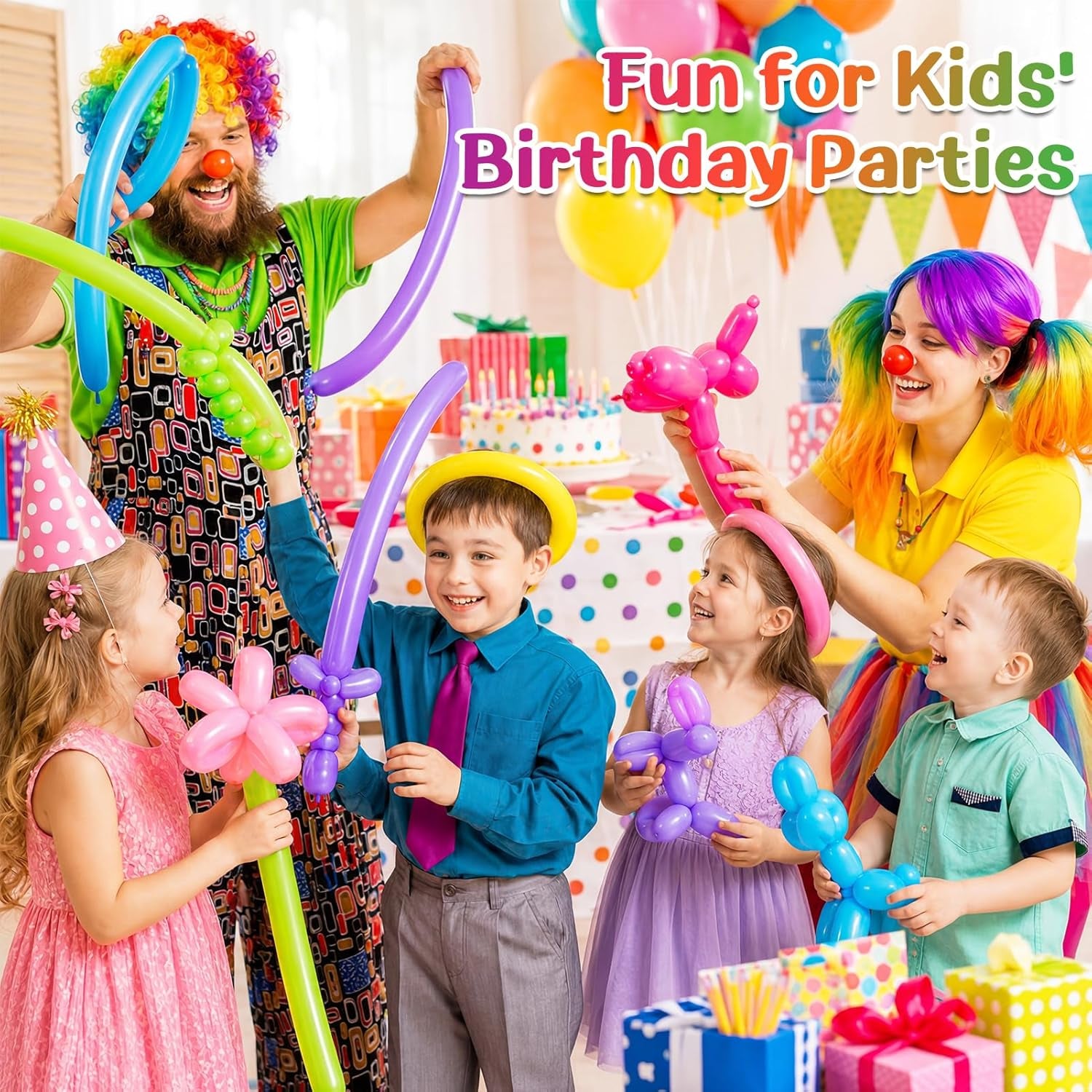 100 Pcs Premium Latex 260 Balloons Kit with Pump for Kids Party | Twisting Long Balloons to Make Animals Flowers, Fun Rainbow Balloons for Party Boys Girls Birthday Gifts Clowns Wedding Decor