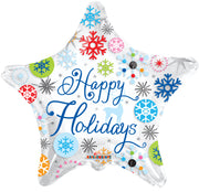 9" Happy Holidays AIR FILL ONLY Mini Stick Balloons (5 PACK) #89120-09