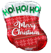 18" Merry Christmas Stocking Shape Helium Foil Balloon (5 PACK) #89152