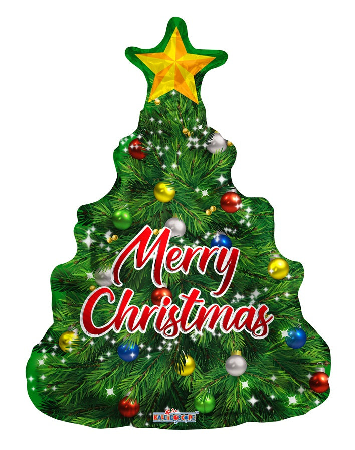 36" Large Merry Christmas Tree Shape Helium Foil Balloon 1ct #89154
