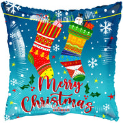 18" Christmas Square Bright Colors Gellibean Helium Balloon #89196 (5 pack)