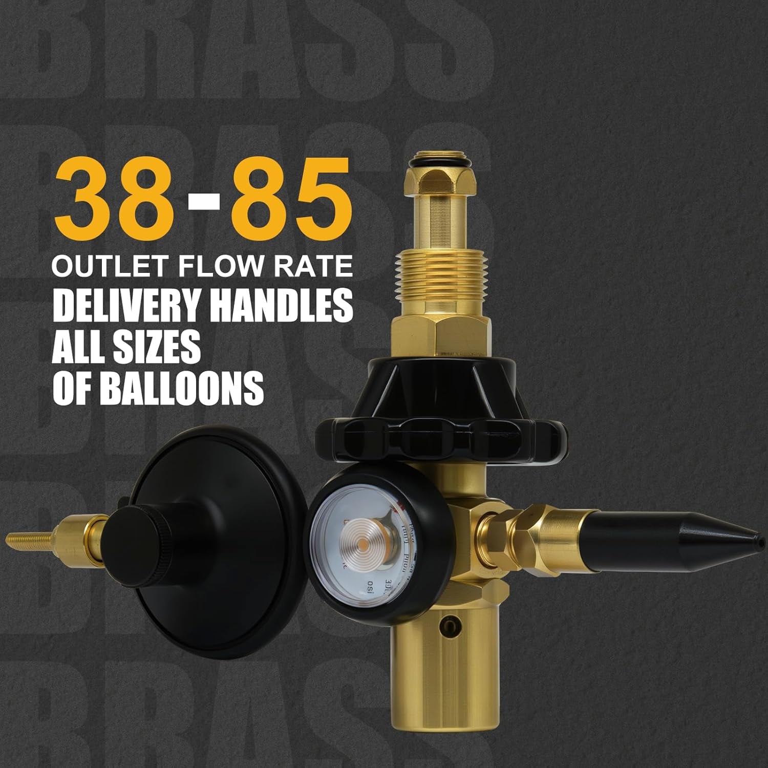 High Flow Helium Tank Regulator with Pressure Gauge (0-3000 PSI) and CGA-580 Helium Tank Valves, Includes Shut-Off Valve for Foil Balloons