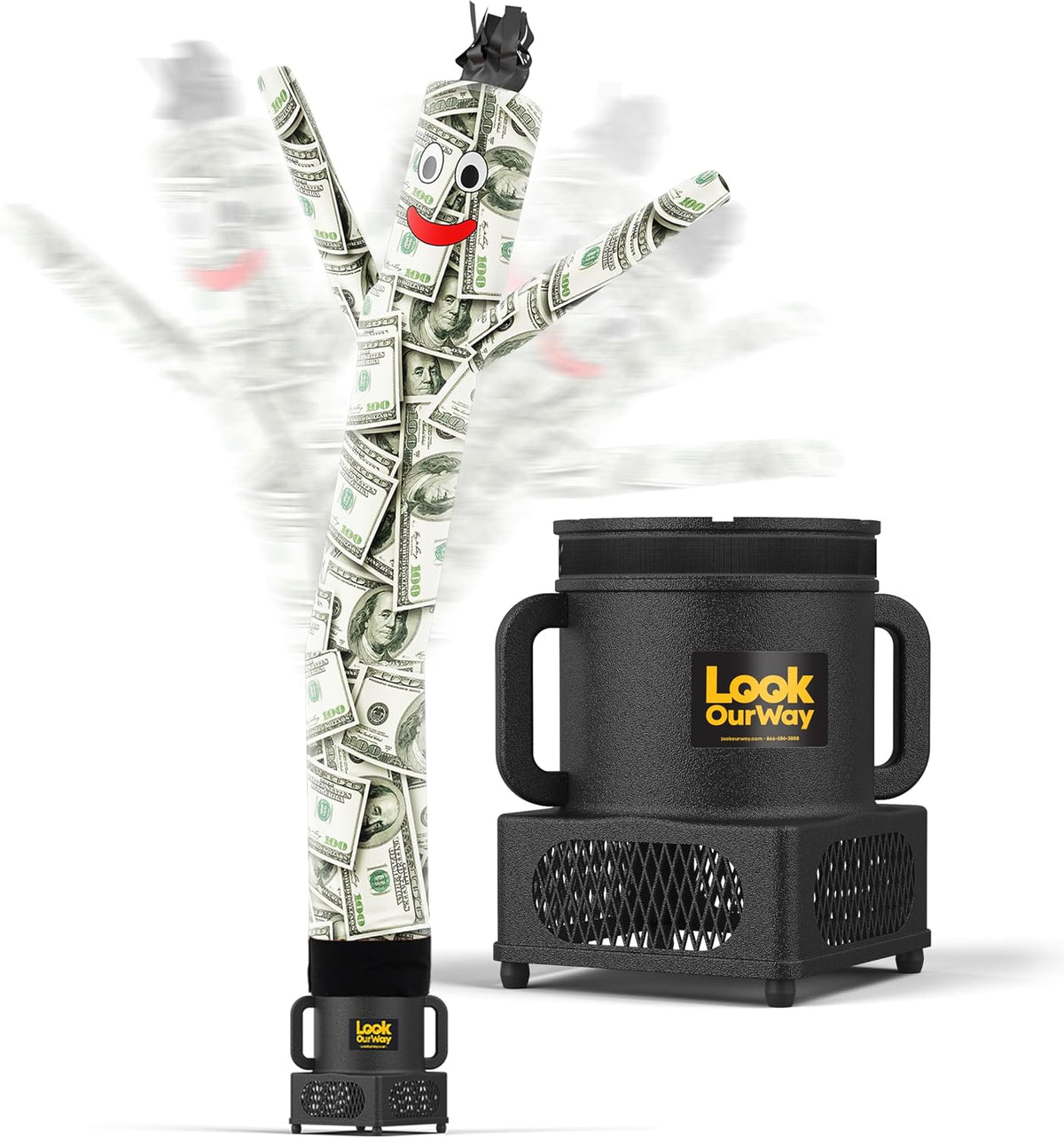 Air Dancers Wacky Waving Inflatable Tube Man - 7Ft Tall Inflatable Dancing Man with Weather-Resitant Blower for Business Advertising - Character Money Theme - Billionaire